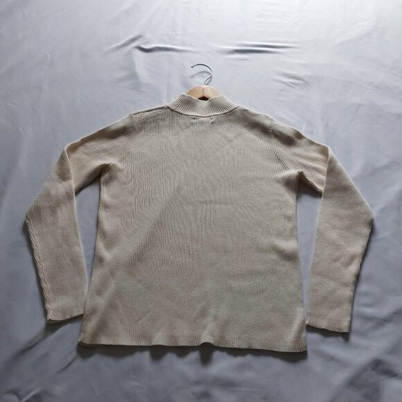 White Ribbed Mock Neck Turtleneck Sweater - Picture 2 of 6